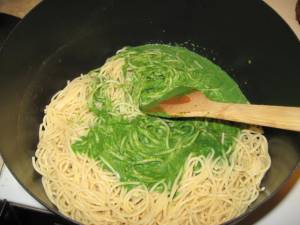 Add spinach sauce